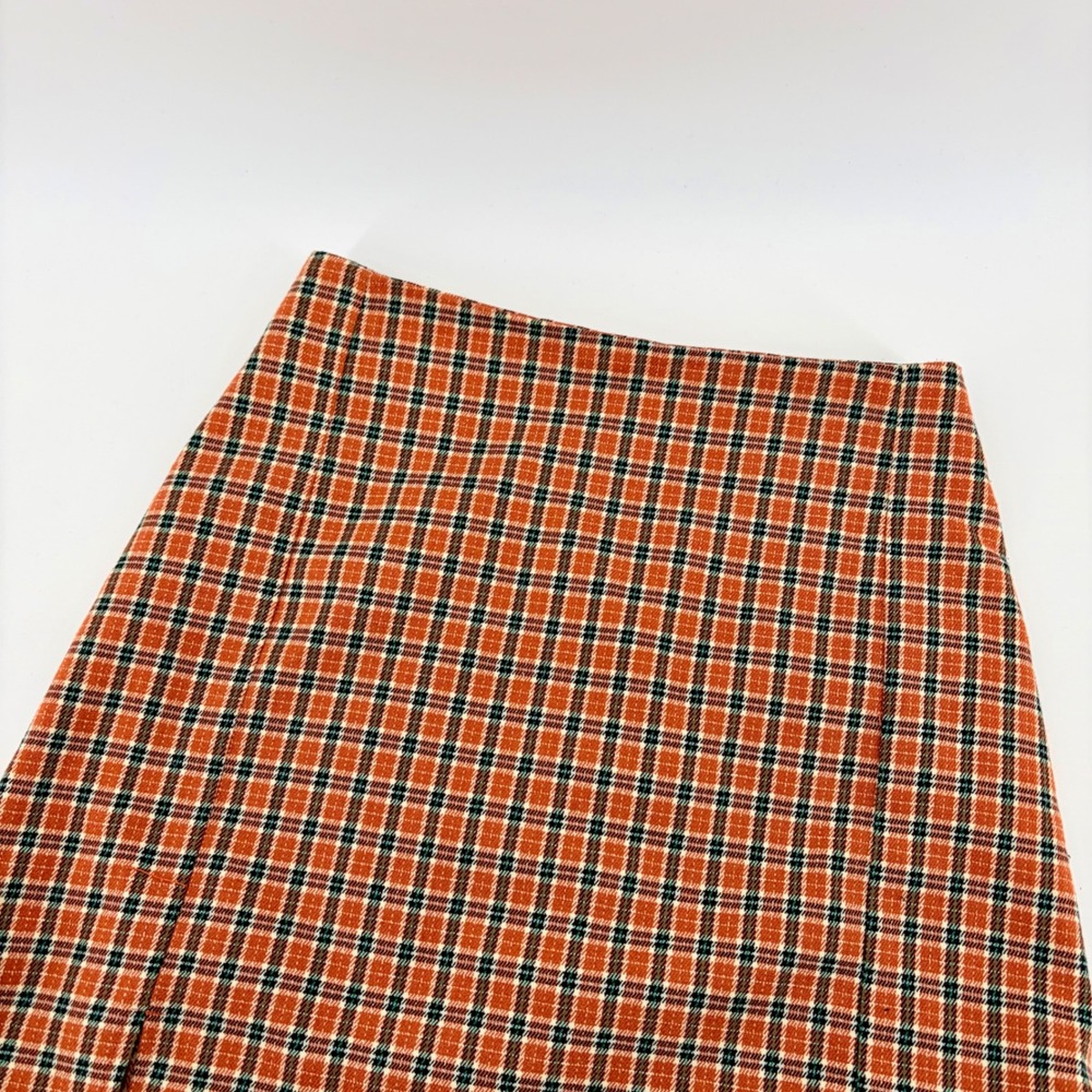 J Galt California Plaid Mini Skirt Orange Black Green Tan A Line Size S